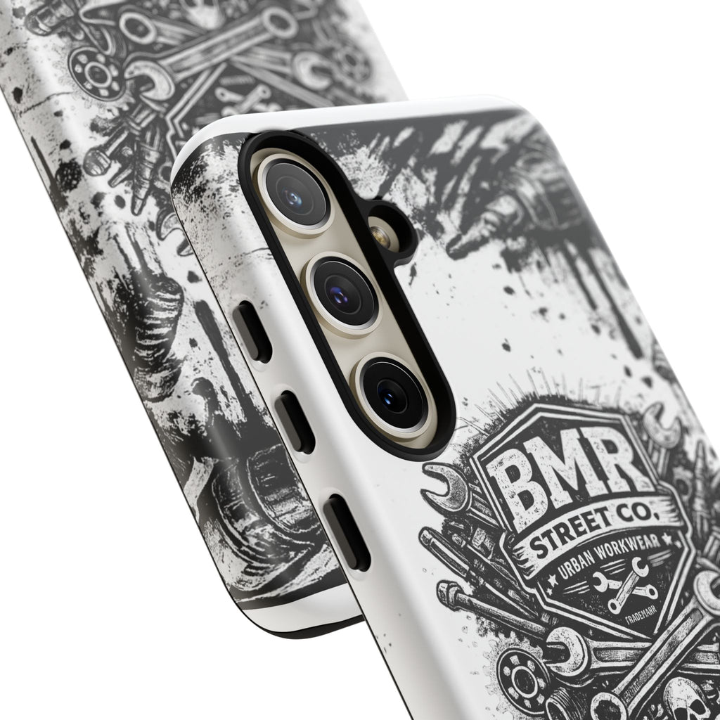 BMR Street Co. 'Never Quit' Tough Phone Case — Industrial Motorcycle Grunge Design