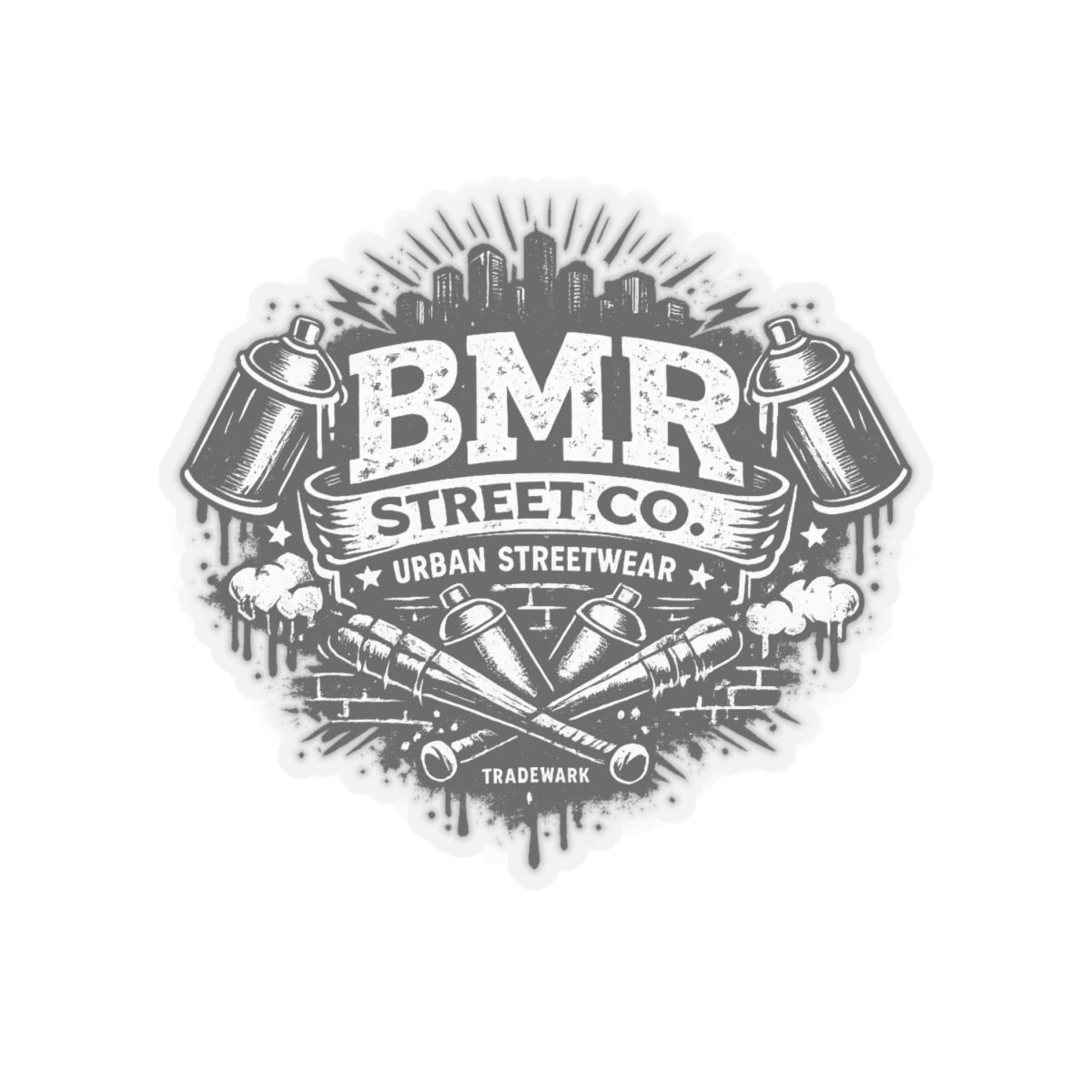 BMR Street Co. Urban Streetwear Kiss-Cut Sticker — Graffiti Spray Can Logo Decal
