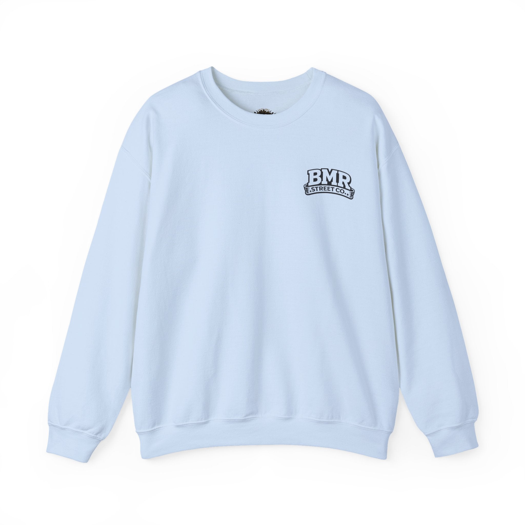 BMR Vintage Crest Crewneck Sweatshirt — White Casual Logo Pullover