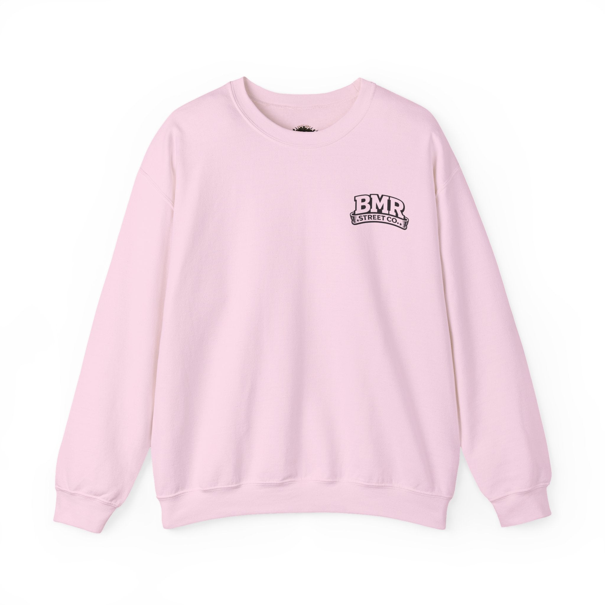 BMR Vintage Crest Crewneck Sweatshirt — White Casual Logo Pullover
