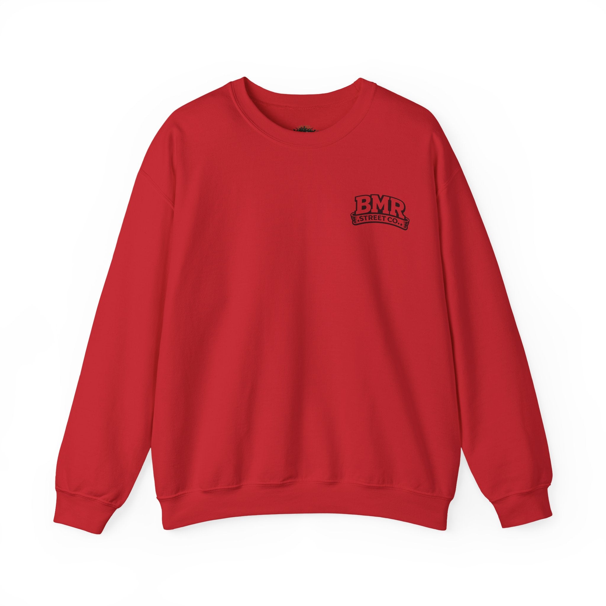 BMR Vintage Crest Crewneck Sweatshirt — White Casual Logo Pullover