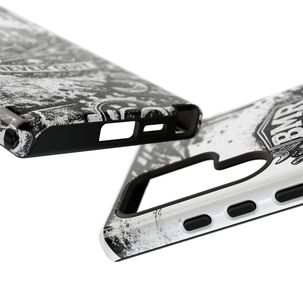 BMR Street Co. 'Never Quit' Tough Phone Case — Industrial Motorcycle Grunge Design