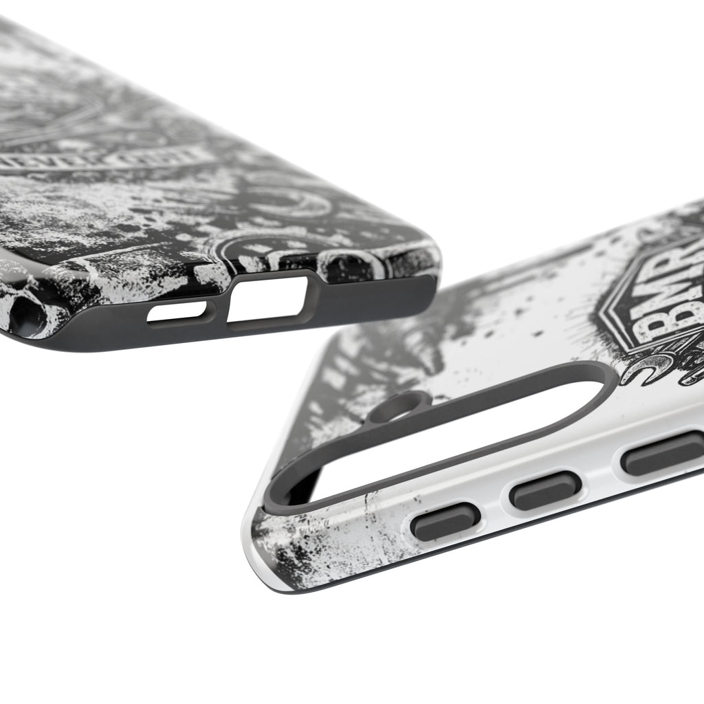 BMR Street Co. 'Never Quit' Tough Phone Case — Industrial Motorcycle Grunge Design