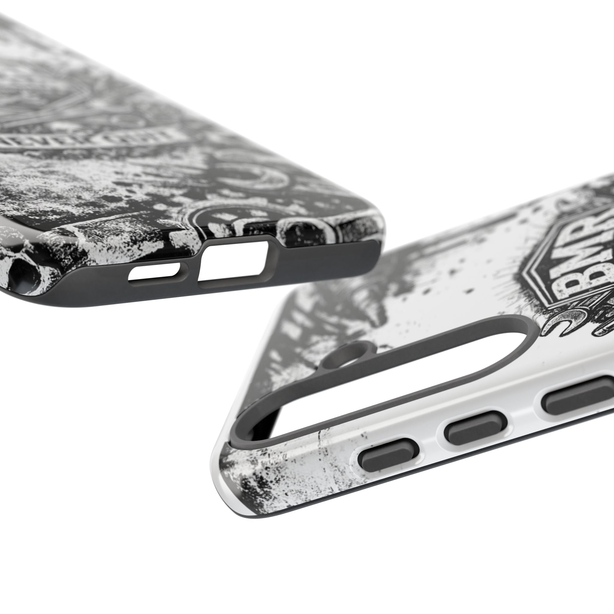 BMR Street Co. 'Never Quit' Tough Phone Case — Industrial Motorcycle Grunge Design
